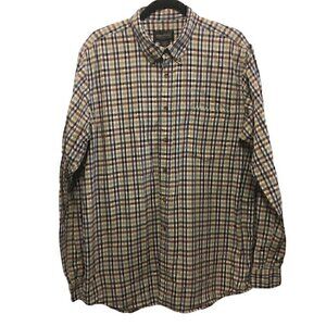 Eddie Bauer Tall Casual Button Down Long Sleeve Plaid FallColors Mens Large Tall